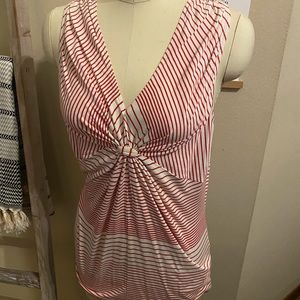 EUC CAbi twist bust stripe tunic tank sz L Large